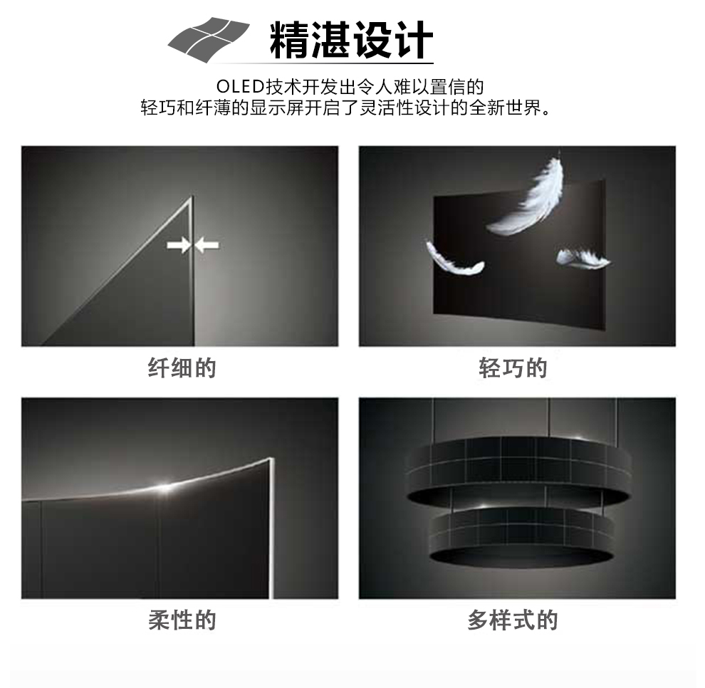 广州晶笛诺-OLED显示屏精湛的技术设计出难以置信的纤薄和轻巧